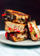 Balsamic Roasted Broccoli and Red Pepper Grilled Cheese