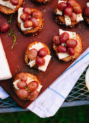 Roasted Grape Crostini with Brie and Fresh Thyme